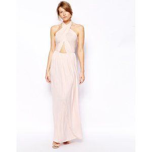 NEW Love Jersey Cross Front Halter Neck Maxi Dress